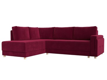 Угловой раскладной диван Лига-024, Бордовый (Микровельвет) в Альметьевске