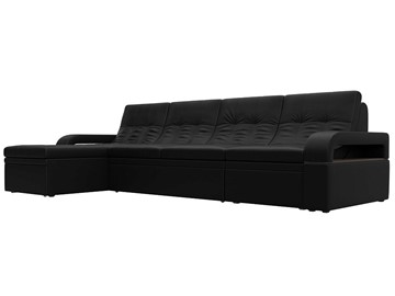 Угловой раскладной диван Лига-035 Лонг, Черный (Экокожа) в Набережных Челнах