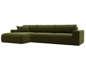 Угловой диван Лига-036 Классик лонг, Зеленый (Микровельвет) в Набережных Челнах