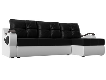 Угловой диван Меркурий, Черный/белый (экокожа) в Набережных Челнах