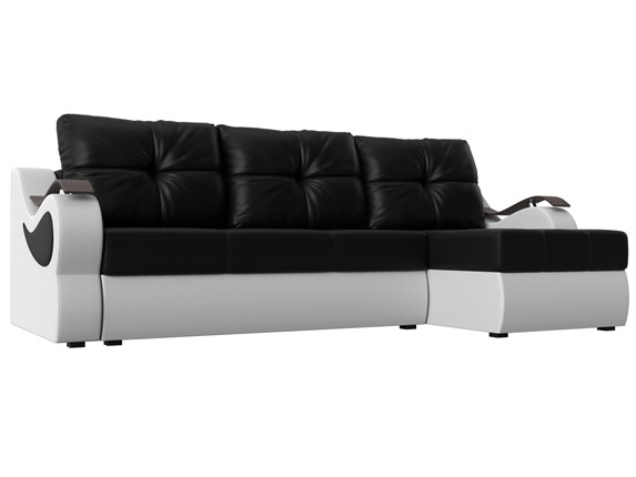 Угловой диван Меркурий, Черный/белый (экокожа) в Альметьевске - изображение