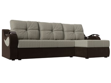 Угловой диван Меркурий, Корфу 02 (рогожка)/коричневый (вельвет) в Нижнекамске