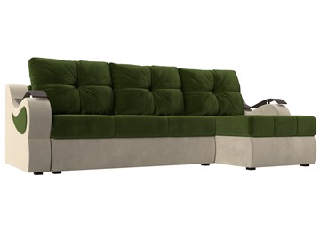 Угловой диван Меркурий, Зеленый/бежевый (вельвет) в Альметьевске