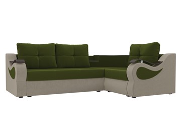 Угловой диван Митчелл, Зеленый/Бежевый (микровельвет) в Нижнекамске