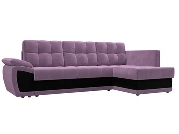 Угловой диван для гостиной Нэстор прайм, Сиреневый/Черный (микровельвет) в Альметьевске