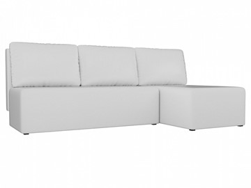 Угловой диван с оттоманкой Поло, Белый (экокожа) в Казани