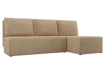 Угловой диван с оттоманкой Поло, Бежевый (микровельвет) в Нижнекамске