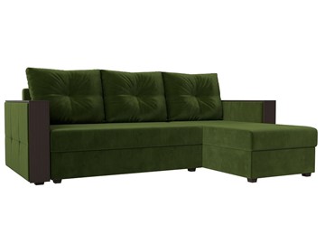 Угловой раскладной диван Валенсия Лайт, Зеленый (Микровельвет) в Нижнекамске