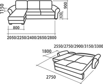 Угловой диван Аккордеон-1, 290 (круглые подлокотники) с коробом в Альметьевске - предосмотр 2
