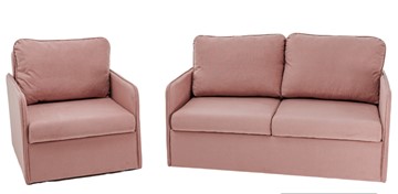Мебельный набор Brendoss Амира розовый диван + кресло в Альметьевске