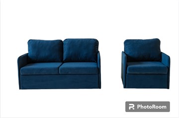 Набор мебели Амира синий диван + кресло в Казани