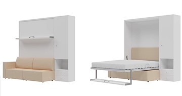 Кровать-шкаф Кровать-трансформер Smart (КД 1400+ШП), шкаф правый, левый подлокотник в Казани