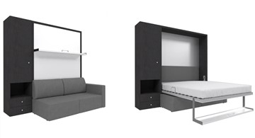 Шкаф-кровать Кровать-трансформер Smart (ШЛ+КД 1400), шкаф левый, правый подлокотник в Зеленодольске