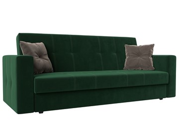 Прямой диван Лига-016, Зеленый\Коричневый (велюр) в Набережных Челнах