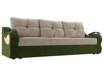 Прямой диван Меркурий еврокнижка, Бежевый/зеленый (микровельвет) в Нижнекамске