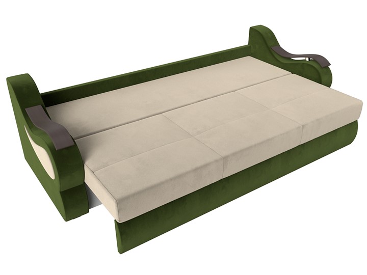 Прямой диван Меркурий еврокнижка, Бежевый/зеленый (микровельвет) в Нижнекамске - изображение 5