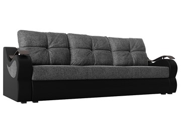 Прямой диван Меркурий еврокнижка, Серый/черный (рогожка/экокожа) в Набережных Челнах