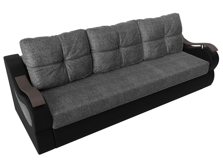 Прямой диван Меркурий еврокнижка, Серый/черный (рогожка/экокожа) в Нижнекамске - изображение 4