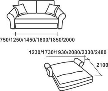 Прямой диван Аккордеон-1, 120 (круглые подлокотники), НПБ в Нижнекамске - предосмотр 2