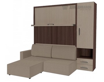 Шкаф-кровать Кровать-трансформер Smart (КД 1400+ШП+Пуф), шкаф правый, левый подлокотник в Набережных Челнах