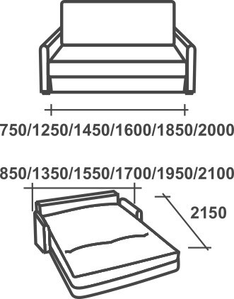 Прямой диван Аккордеон-М, 155, Элакс в Нижнекамске - изображение 1