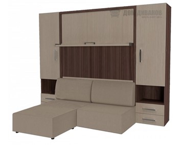 Подъемная кровать Кровать-трансформер Smart (ШЛ+КД 1600+ШП+Пуф), 2 шкафа, без подлокотников в Набережных Челнах
