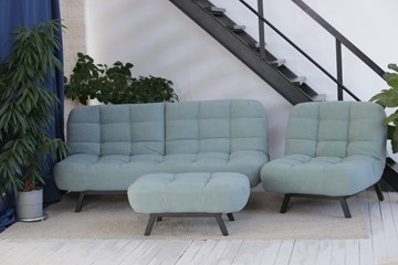 Комплект мебели Абри цвет мята кресло + диван + пуф опора металл в Казани