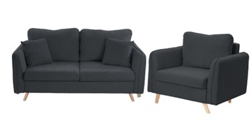 Комплект мебели Бертон графит диван+ кресло в Нижнекамске