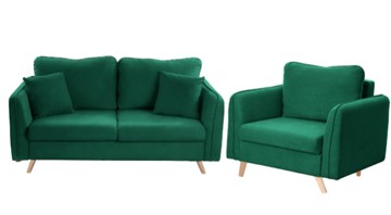 Комплект мебели Бертон изумрудный диван+ кресло в Альметьевске