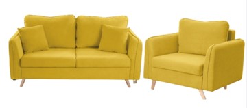 Комплект мебели Бертон желтый диван+ кресло в Казани