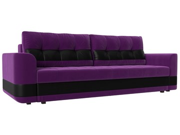 Прямой диван Честер, Фиолетовый/черный (вельвет/экокожа) в Нижнекамске