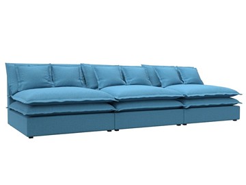 Прямой диван Лига-040 Лонг, Амур голубой (Рогожка) в Набережных Челнах
