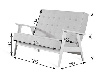Прямой диван Ретро, двухместный (беленый дуб / RS 29 - бирюзовый) в Альметьевске - предосмотр 3