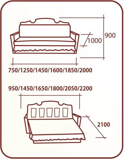 Прямой диван Аккордеон Бук 120, НПБ, Радуга в Альметьевске - изображение 1