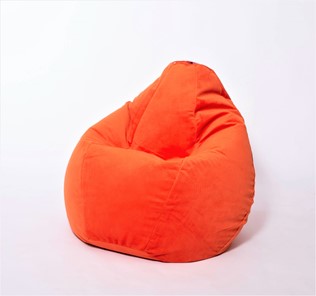 Кресло-мешок Груша большое, велюр однотон, оранжевое в Нижнекамске