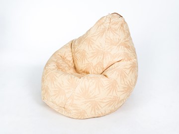 Кресло-мешок Груша большое, жаккард, бежевые листья в Набережных Челнах