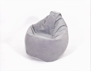 Кресло-мешок Груша малое, велюр однотон, серое в Нижнекамске
