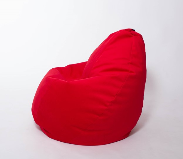 Кресло-мешок Груша большое, велюр однотон, красное в Нижнекамске - изображение 1