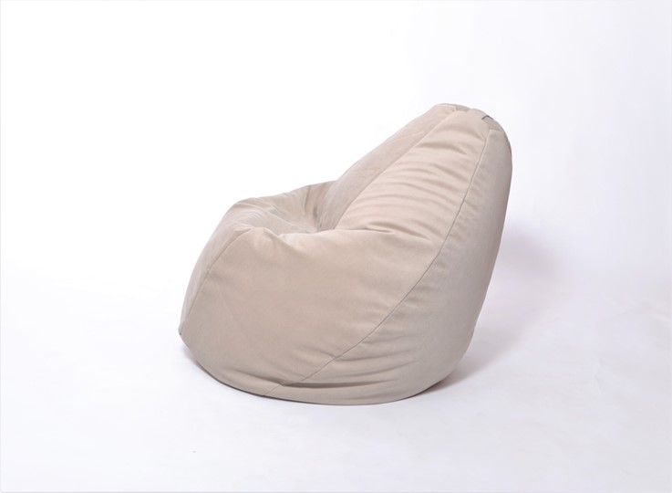 Кресло-мешок Груша малое, велюр однотон, бежевое в Нижнекамске - изображение 2