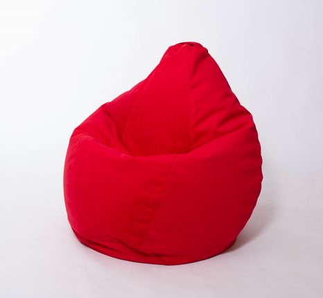 Кресло-мешок Груша большое, велюр однотон, красное в Казани - изображение
