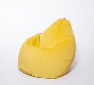 Кресло-мешок Груша большое, велюр однотон, лимонное в Нижнекамске - предосмотр