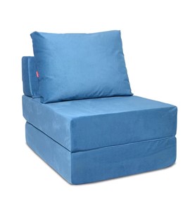 Бескаркасное кресло-кровать Окта, велюр синий в Нижнекамске