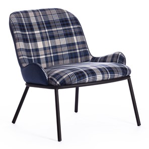 Кресло DUKEN (mod. 0179322) металл/ткань, 79х59х66 см, синий/синяя шотландка/черный, арт.15533 в Нижнекамске