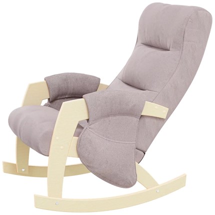 Кресло-качалка ЭЛИТ с карманами Джанни (каркас дуб, сиденье серо-розовое) в Альметьевске - изображение