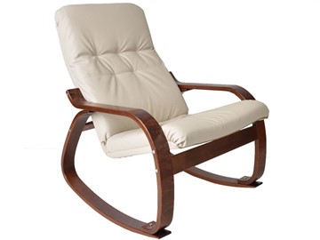 Мягкое кресло Сайма (экокожа бежевый, каркас вишня) в Набережных Челнах