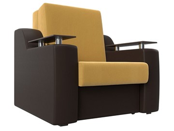 Кресло-кровать Сенатор 80, Желтый\коричневый (Микровельвет\Экокожа) в Нижнекамске