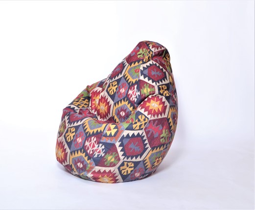Кресло-мешок Груша малое, велюр принт, мехико графит в Нижнекамске - изображение