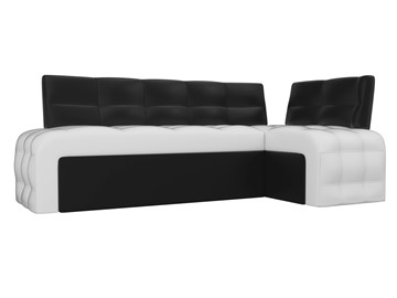 Раскладной кухонный диван Люксор угловой, Белый/Черный (экокожа) в Нижнекамске