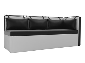 Кухонный диван Метро угловой, Черный/Белый (экокожа) в Нижнекамске - предосмотр