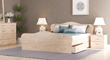Спальная кровать СВ-Стиль Каролина, 160х200 с основанием, дуб млечный в Набережных Челнах